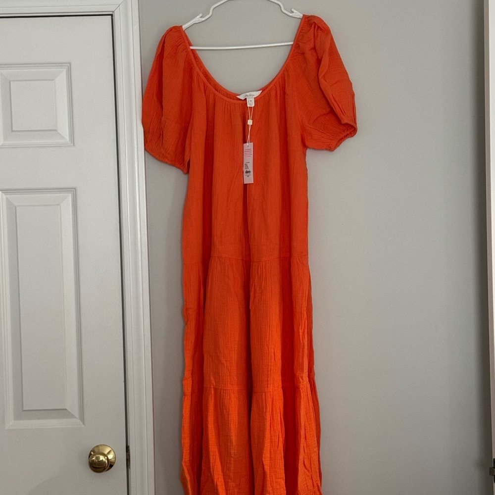 Lilly Pulitzer Bright Orange Tiered Maxi Dress